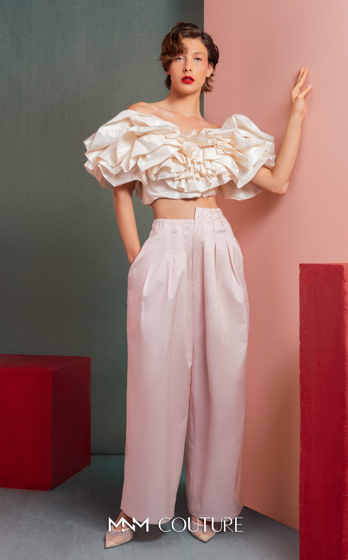 MNM Couture GOF2538 PINK/OFF WHITE