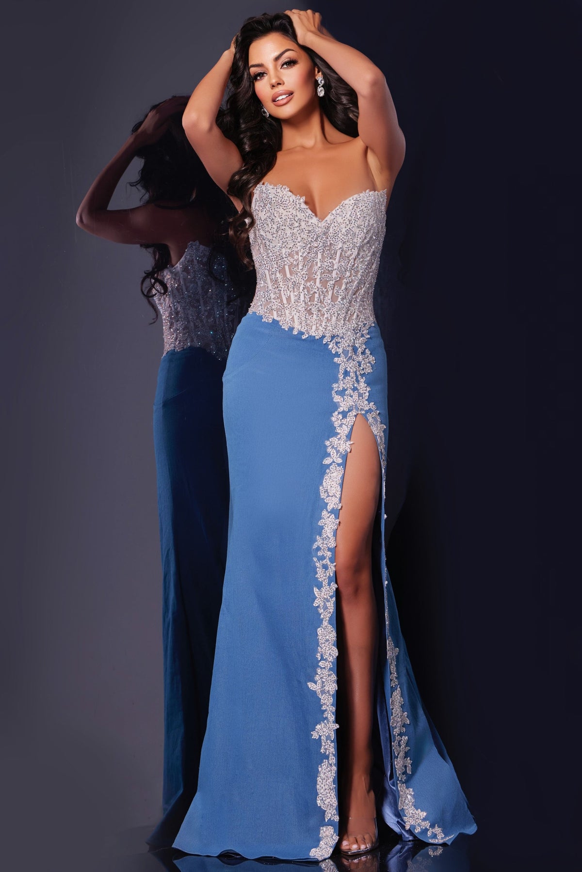 Jovani 43341 OFF WHITE/DENIM