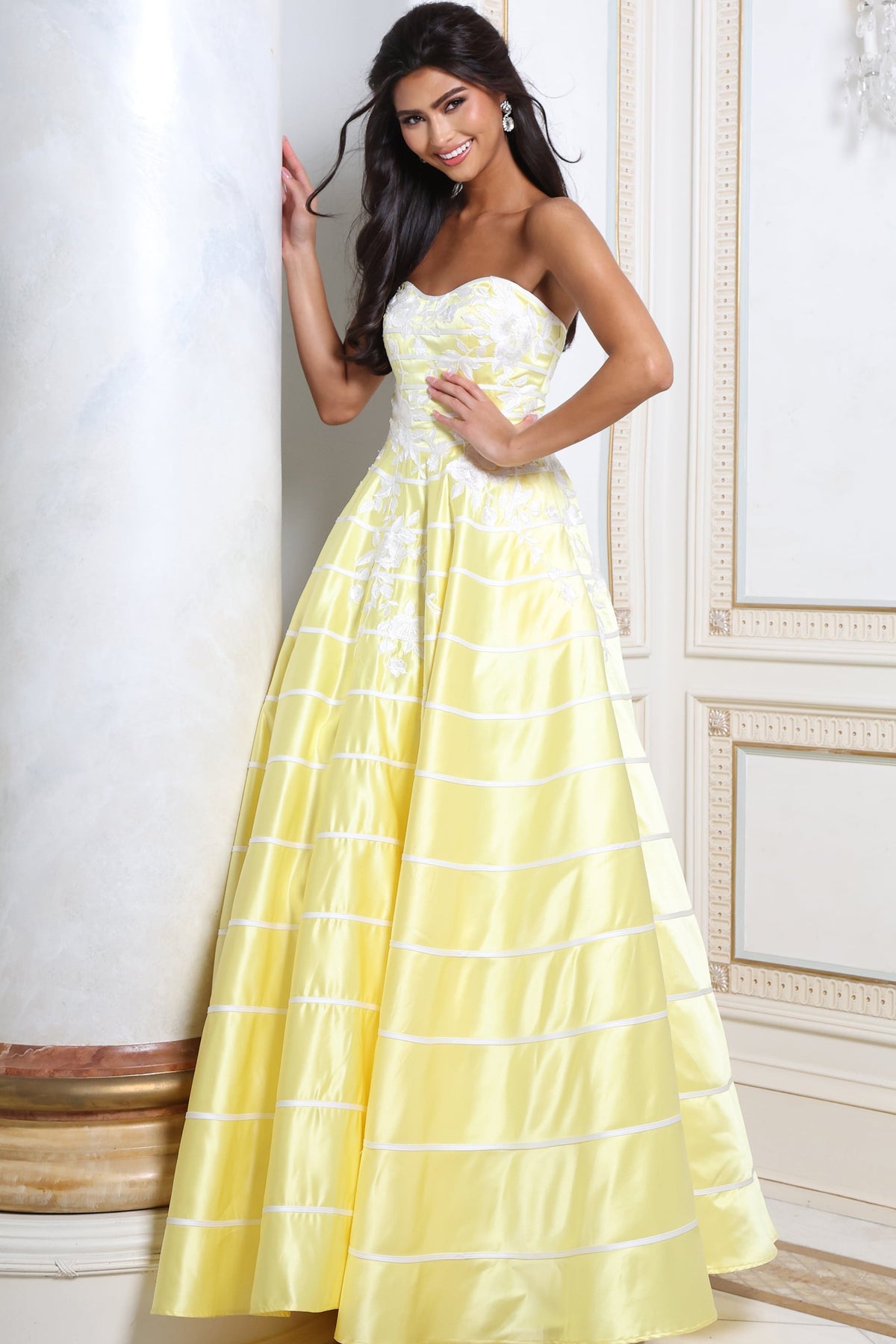 Jovani 51727 YELLOW/OFF WHITE