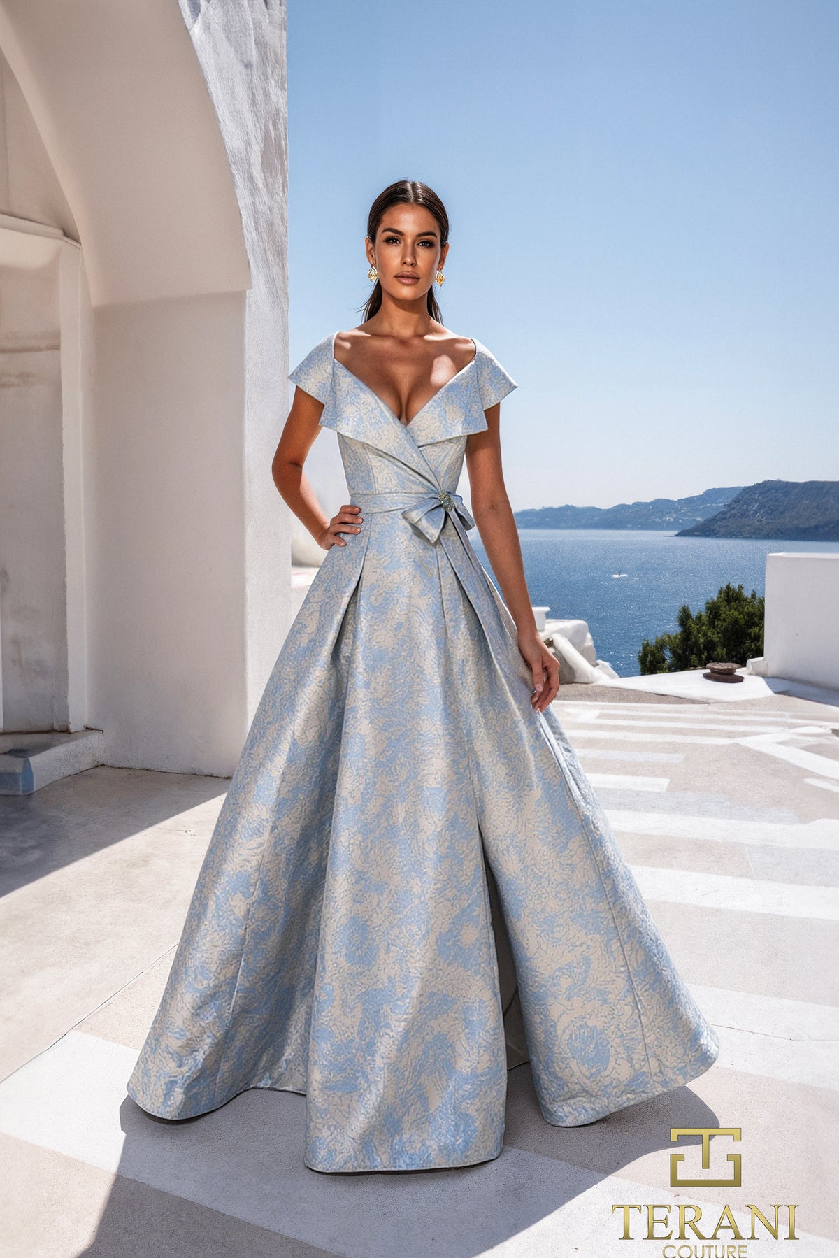 Terani Couture 261M6443 Blue Stone