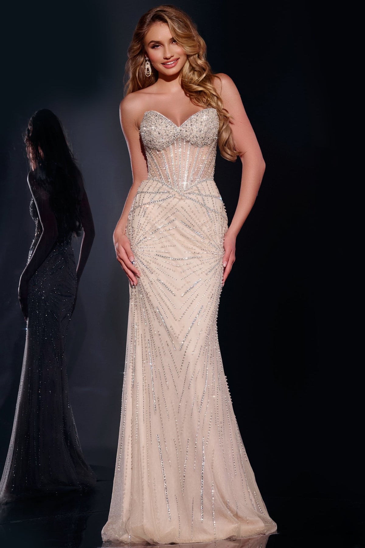 Jovani 42206 SILVER/NUDE