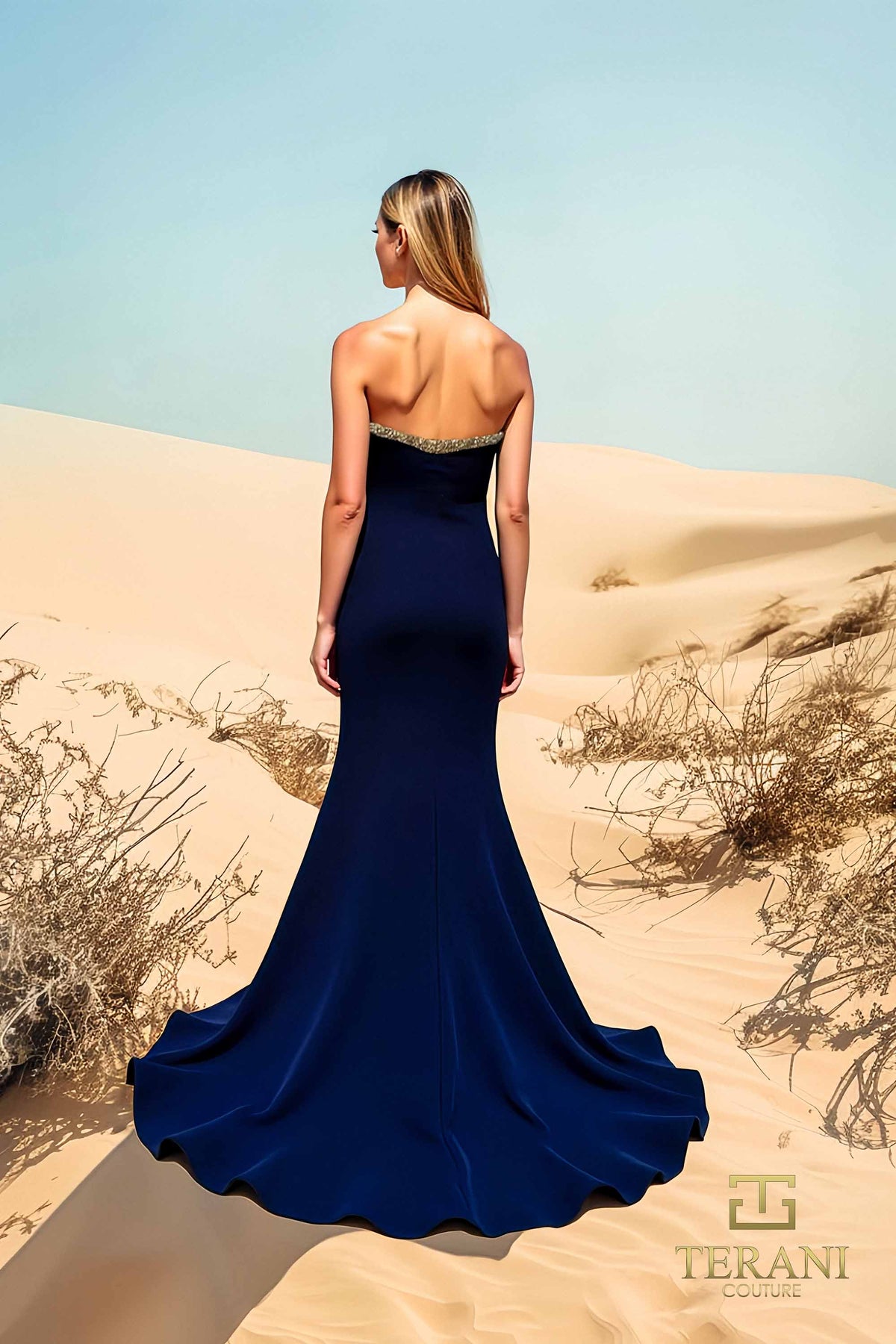 Terani Couture 241E2437 Navy