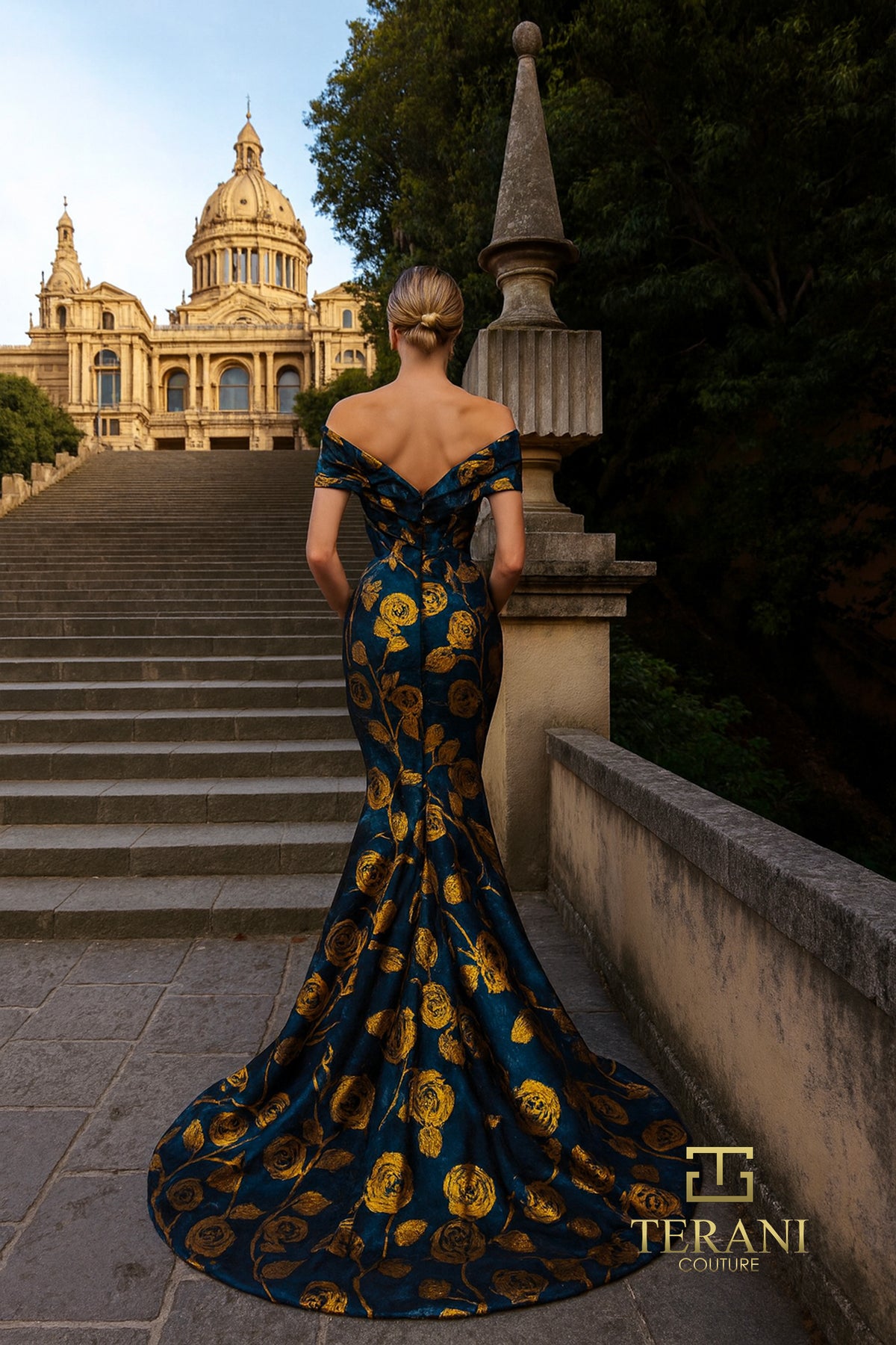 Terani Couture 261E6273 Teal Gold