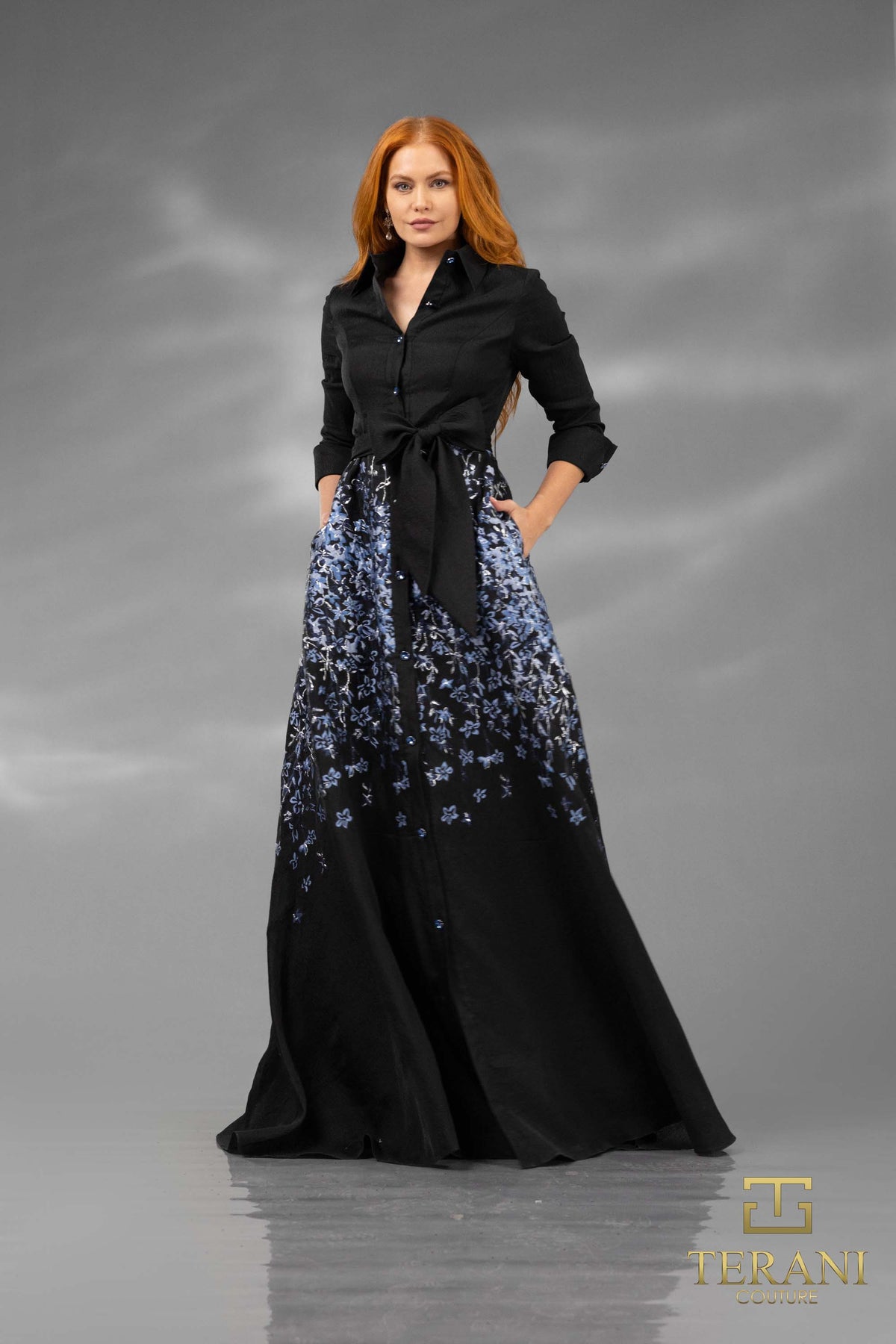 Terani Couture 252M5503 Black Blue