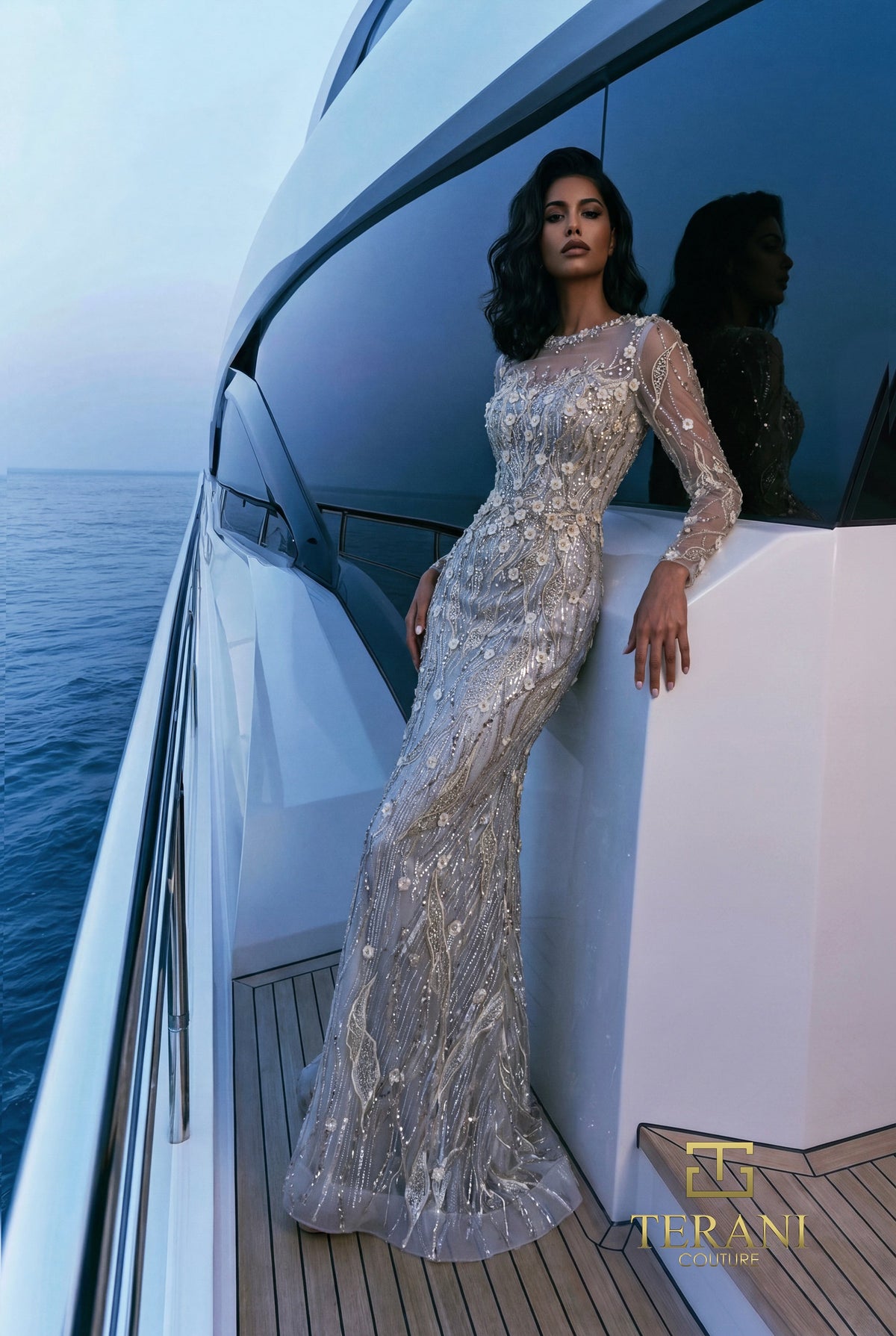 Terani Couture 271GL8443 Cream Silver