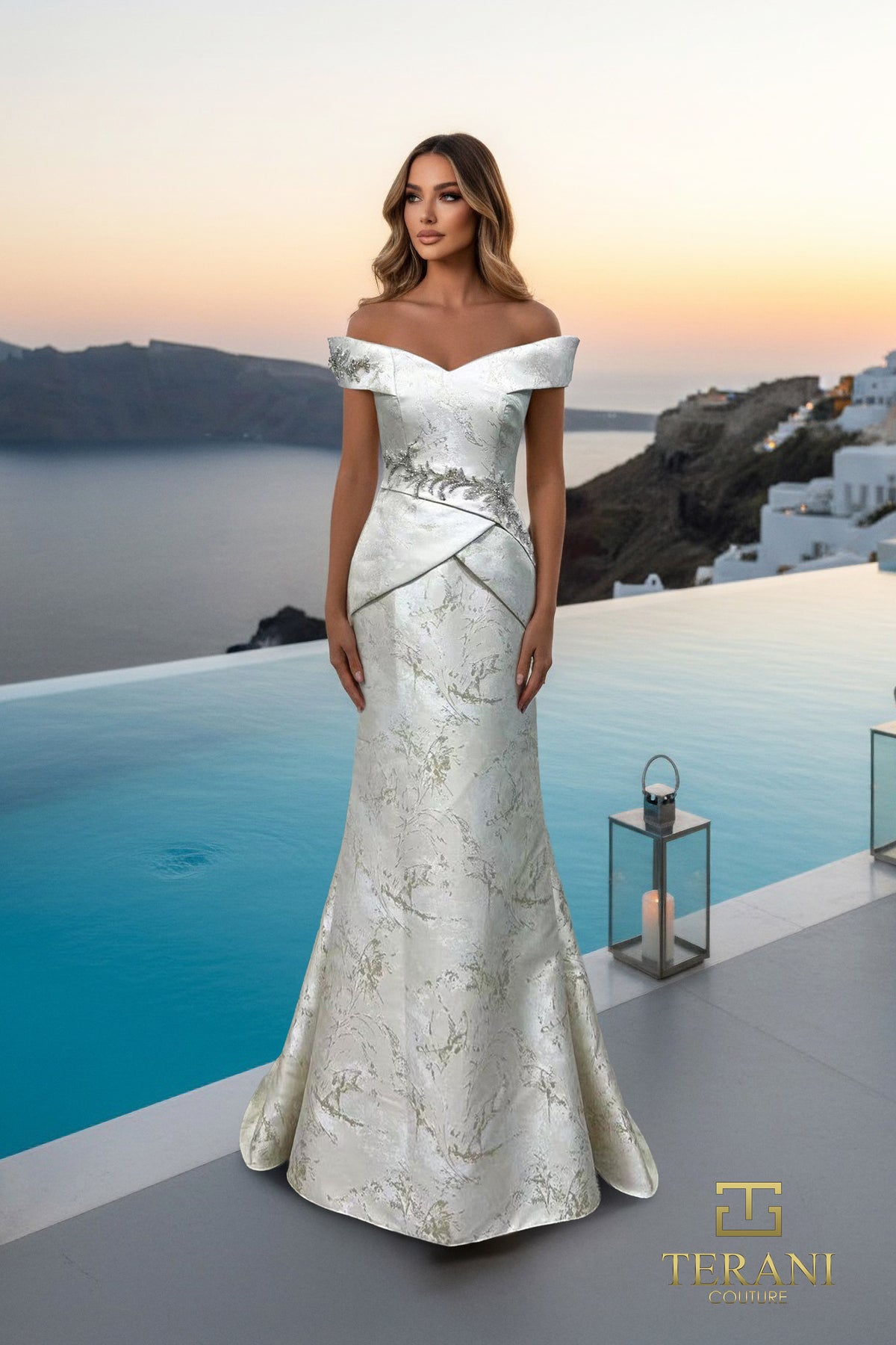 Terani Couture 261E6252 Taupe Gold