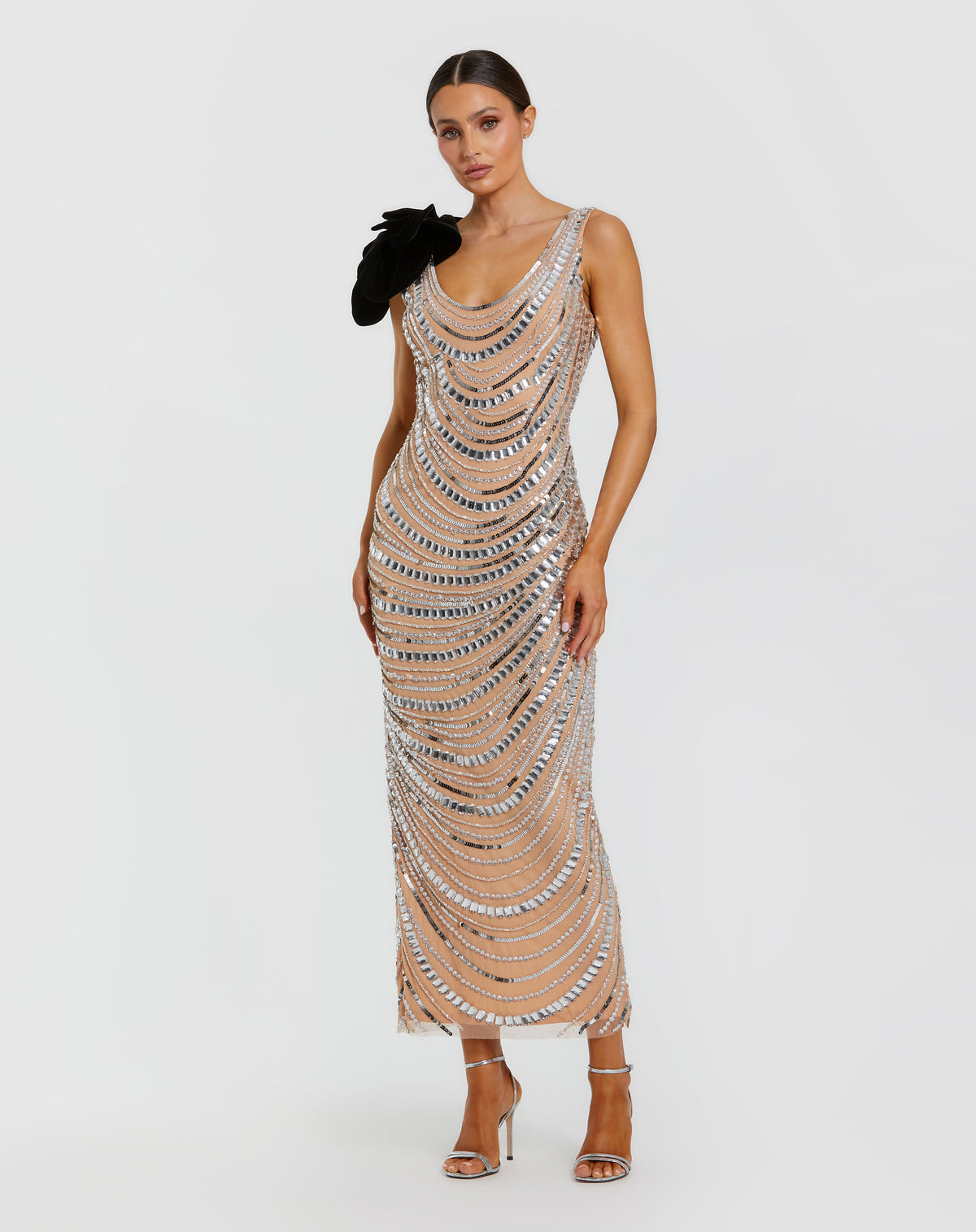 Mac Duggal 94285 Silver Nude