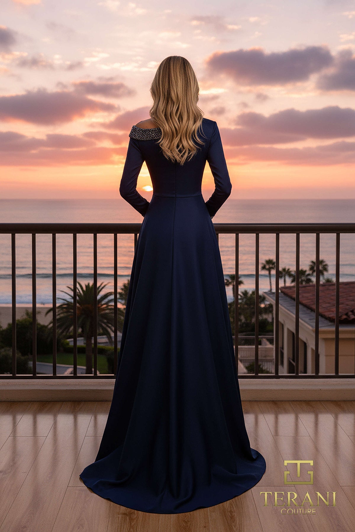 Terani Couture 252E5108 Navy
