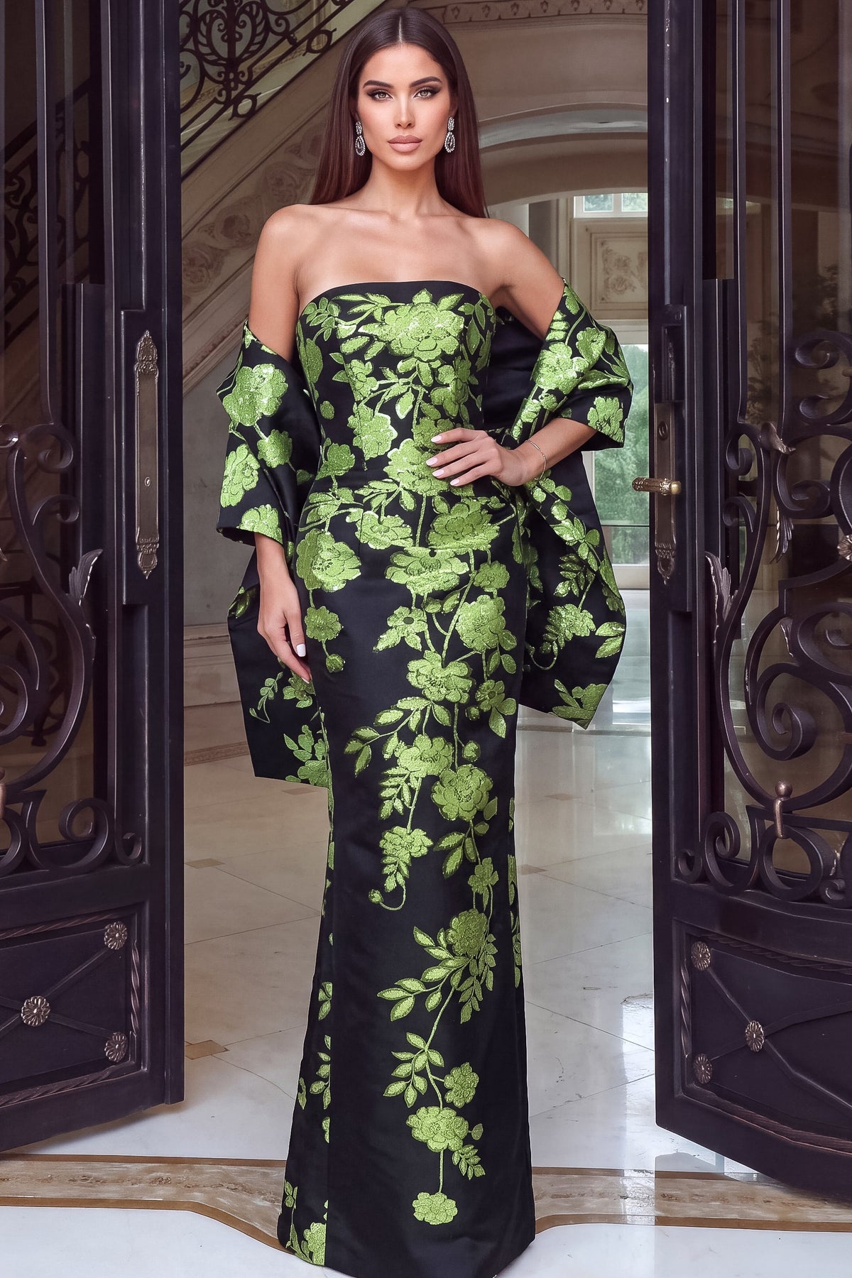 Jovani 54618 GREEN/ BLACK