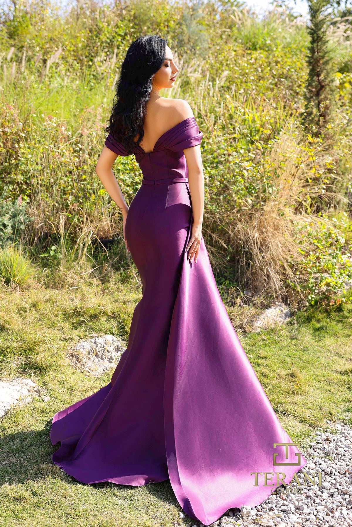 Terani Couture 252M5342 Eggplant