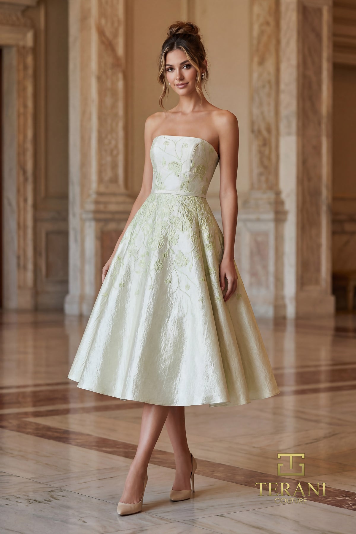Terani Couture 262C7500 Silver Light Green