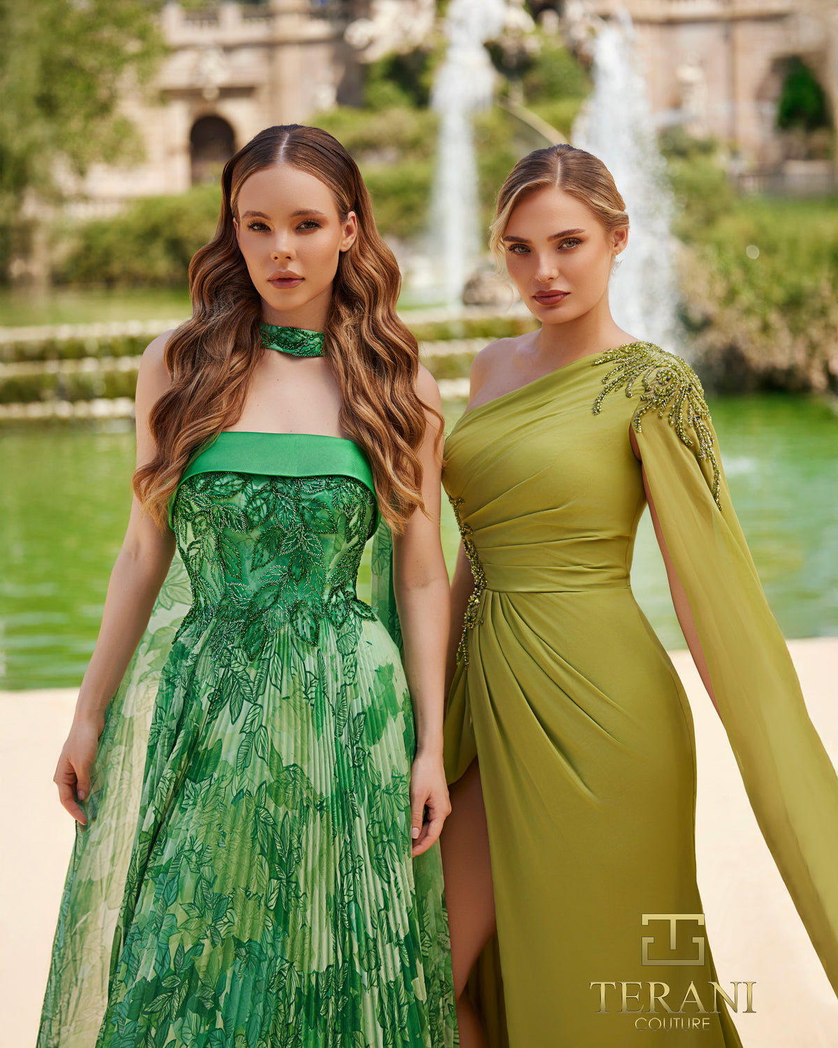 Terani Couture 261E6093 Green Multi