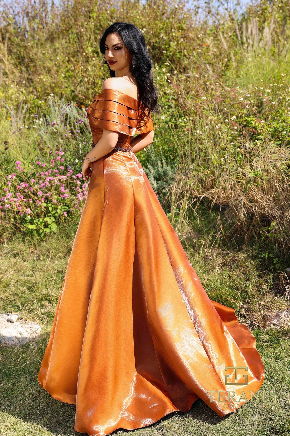 Terani Couture 252M5326 Cognac