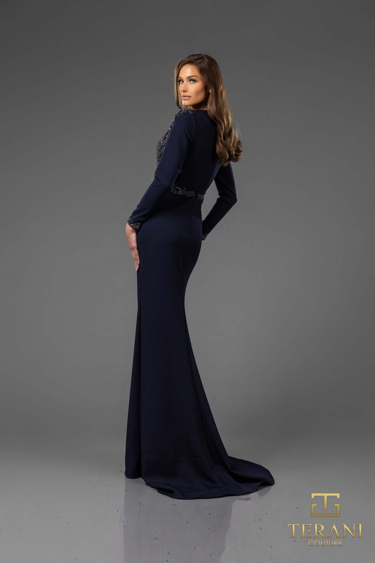 Terani Couture 251M4422 Navy