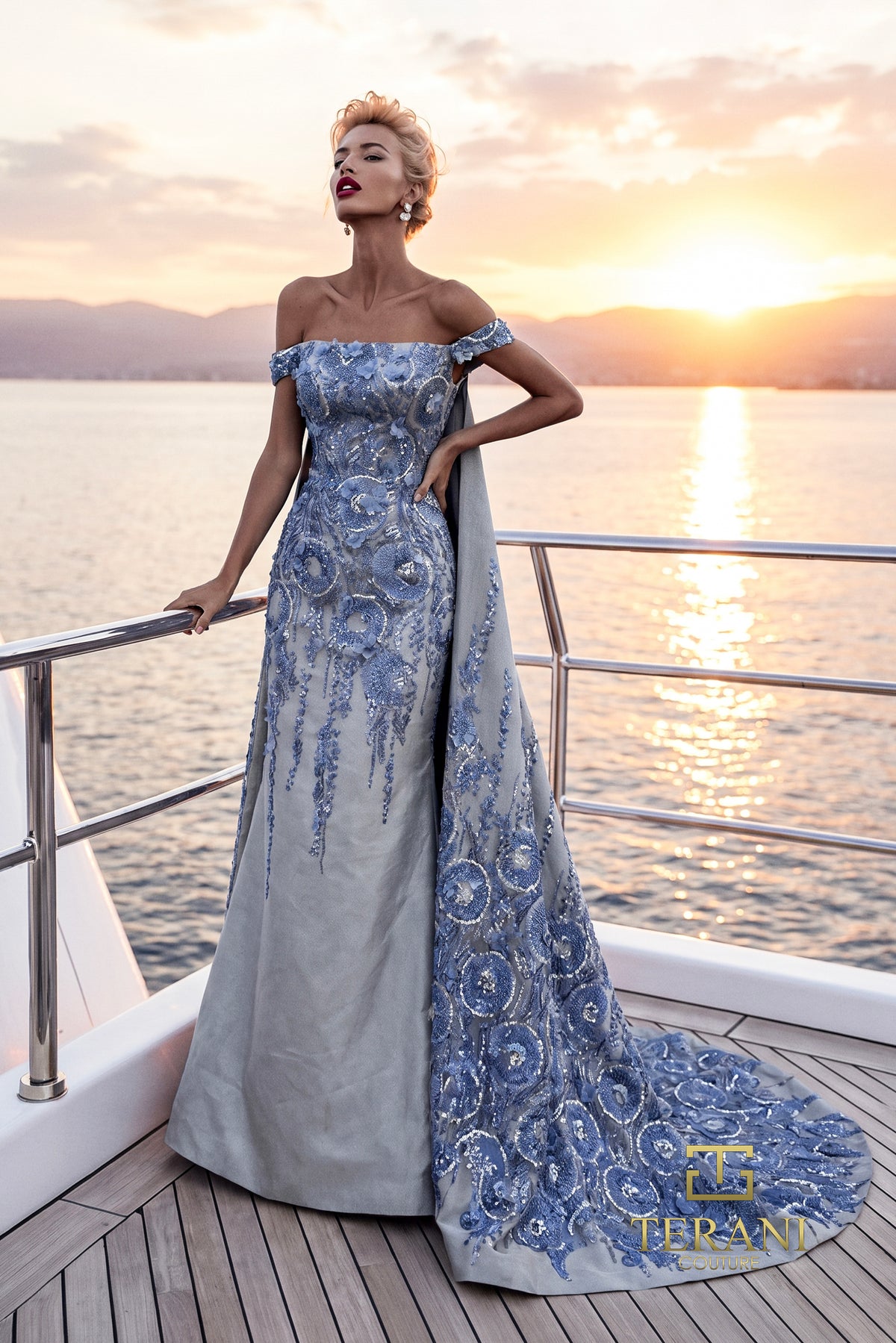 Terani Couture 271E7353 Silver Blue