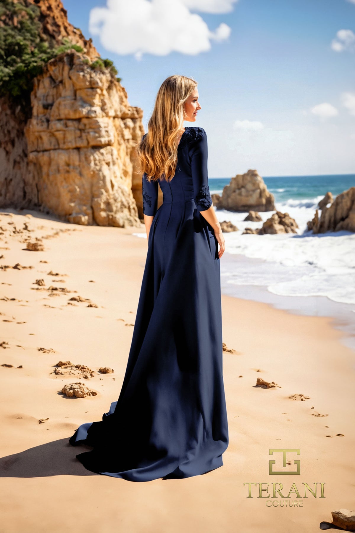 Terani Couture 252M5338 Navy