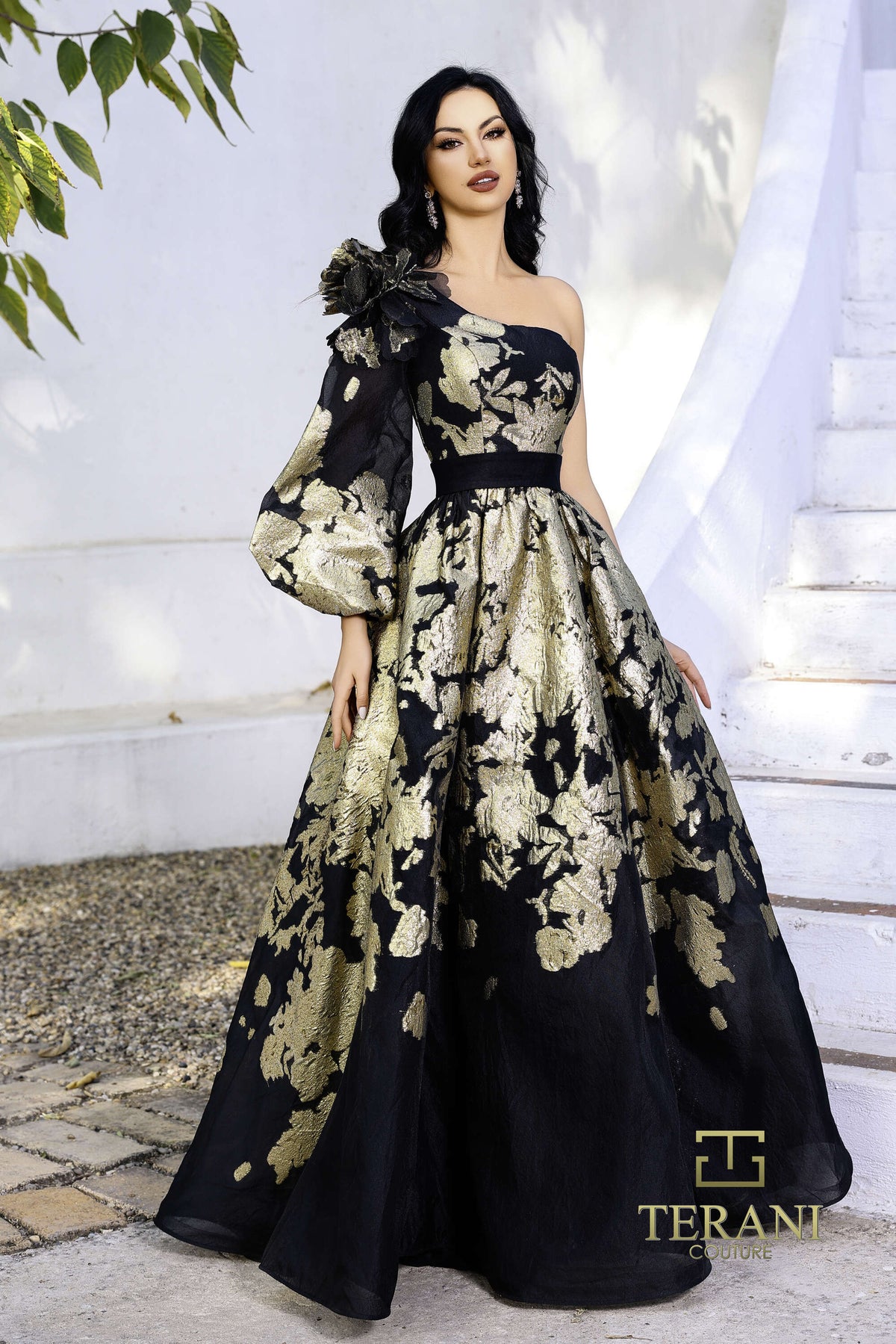 Terani Couture 252E5140 Black Gold