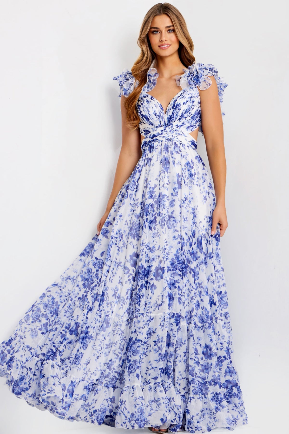 Jovani 49143 WHITE/ FUSCHIA