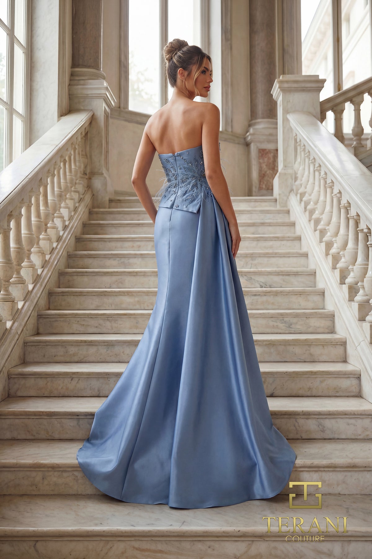 Terani Couture 262E7052 Slate Blue