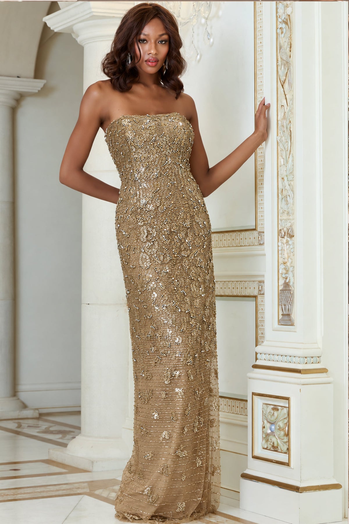Jovani 40887 NUDE/SILVER