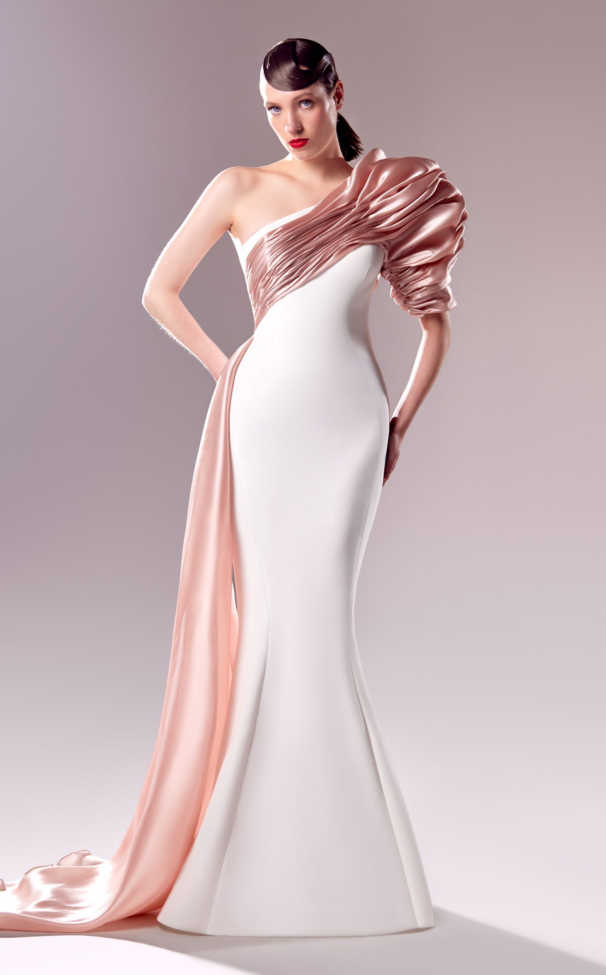 MNM Couture G1633 OFF WHITE/OLD ROSE