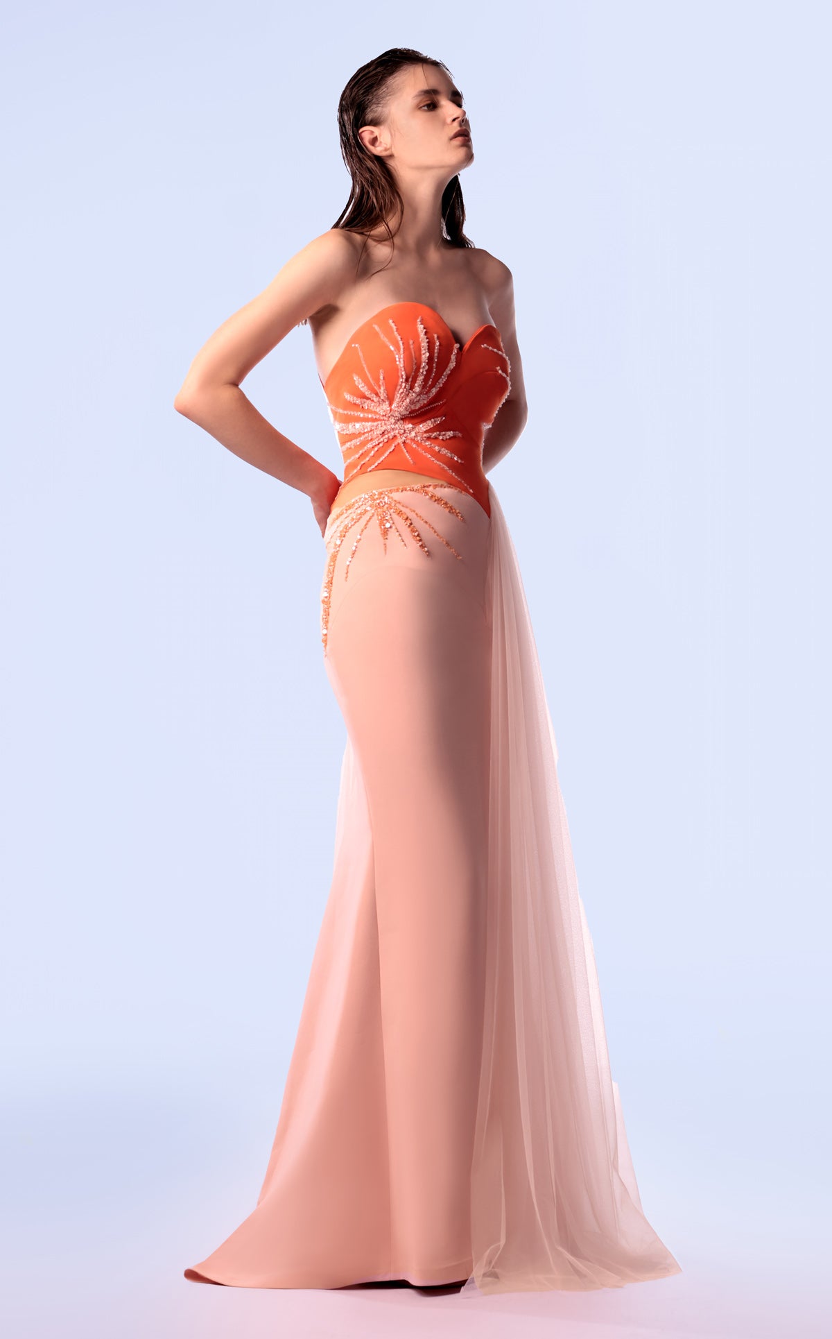 MNM Couture G1717 SALMON/ORANGE