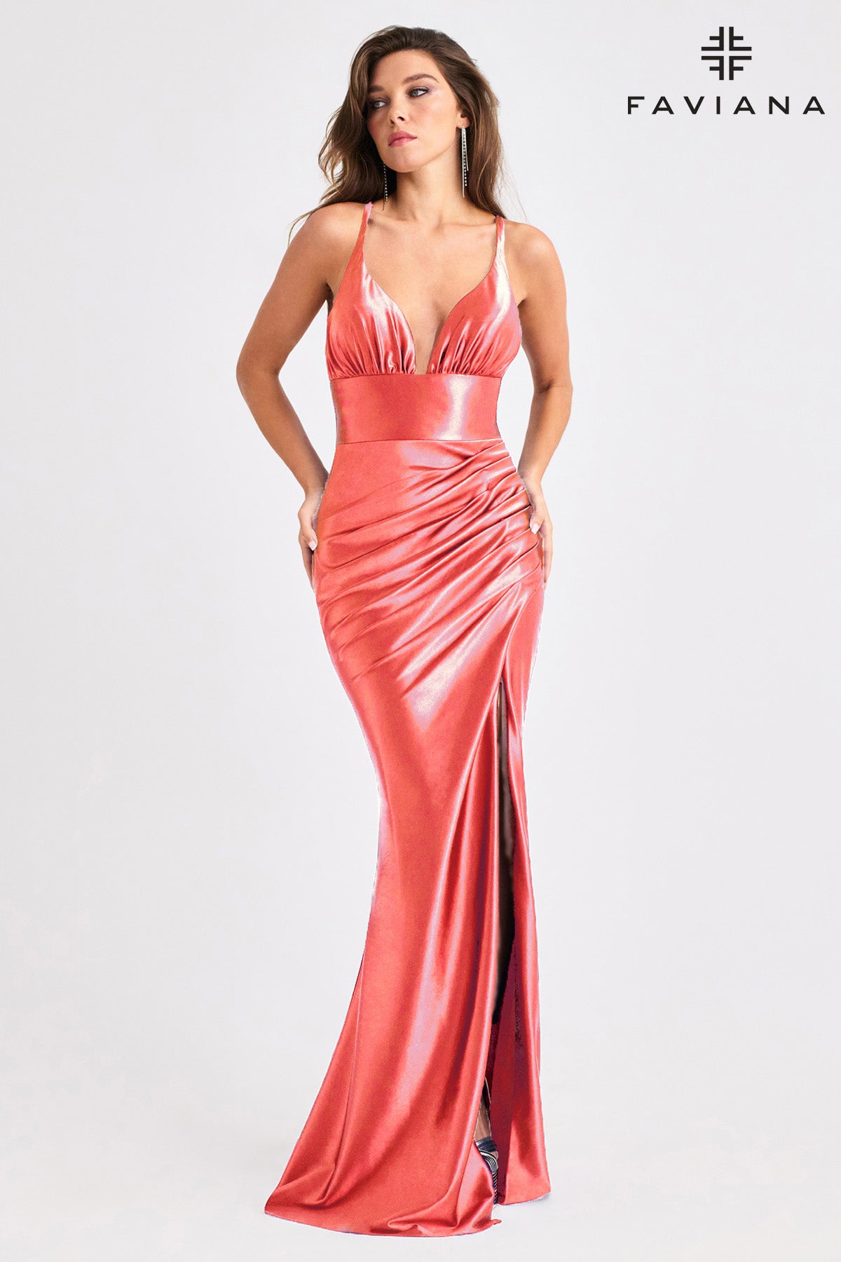 Faviana E11423 Peach Rose
