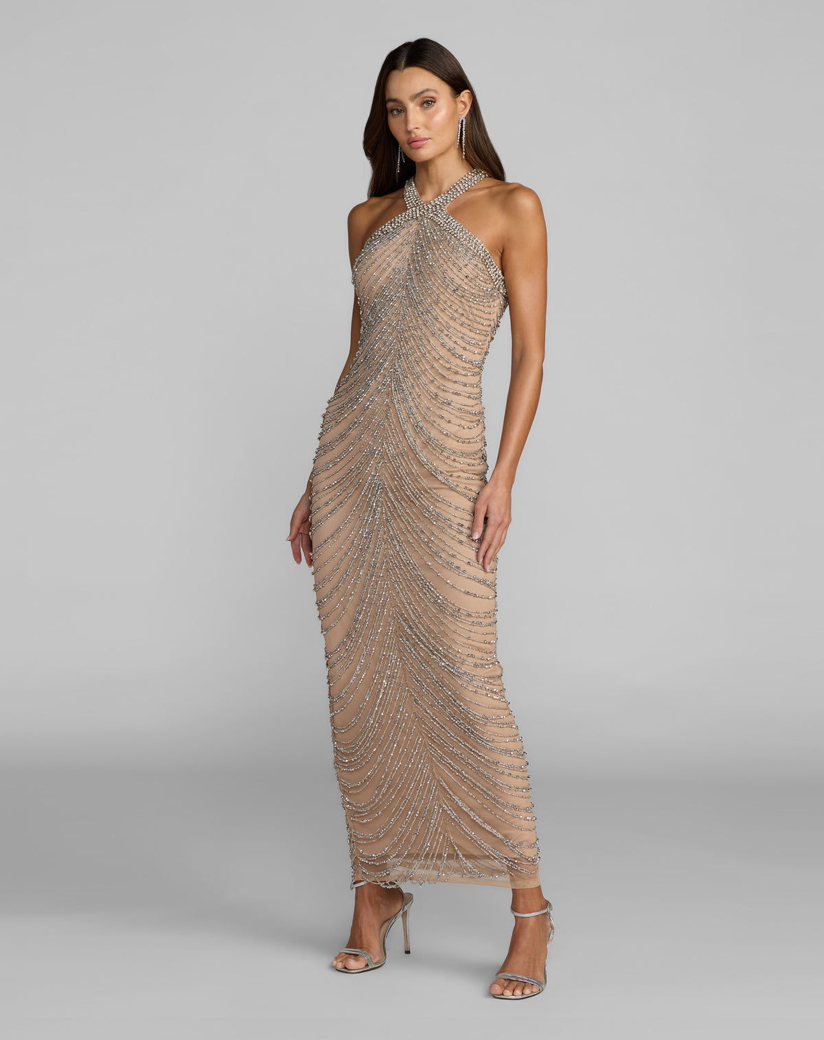Mac Duggal 10206 Nude Silver