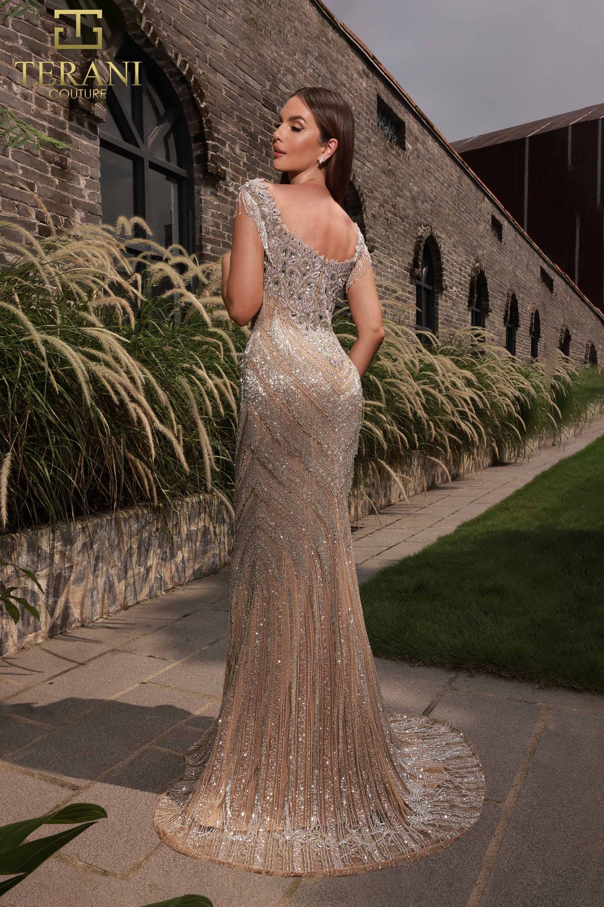 Terani Couture 251GL4345 Silver Nude