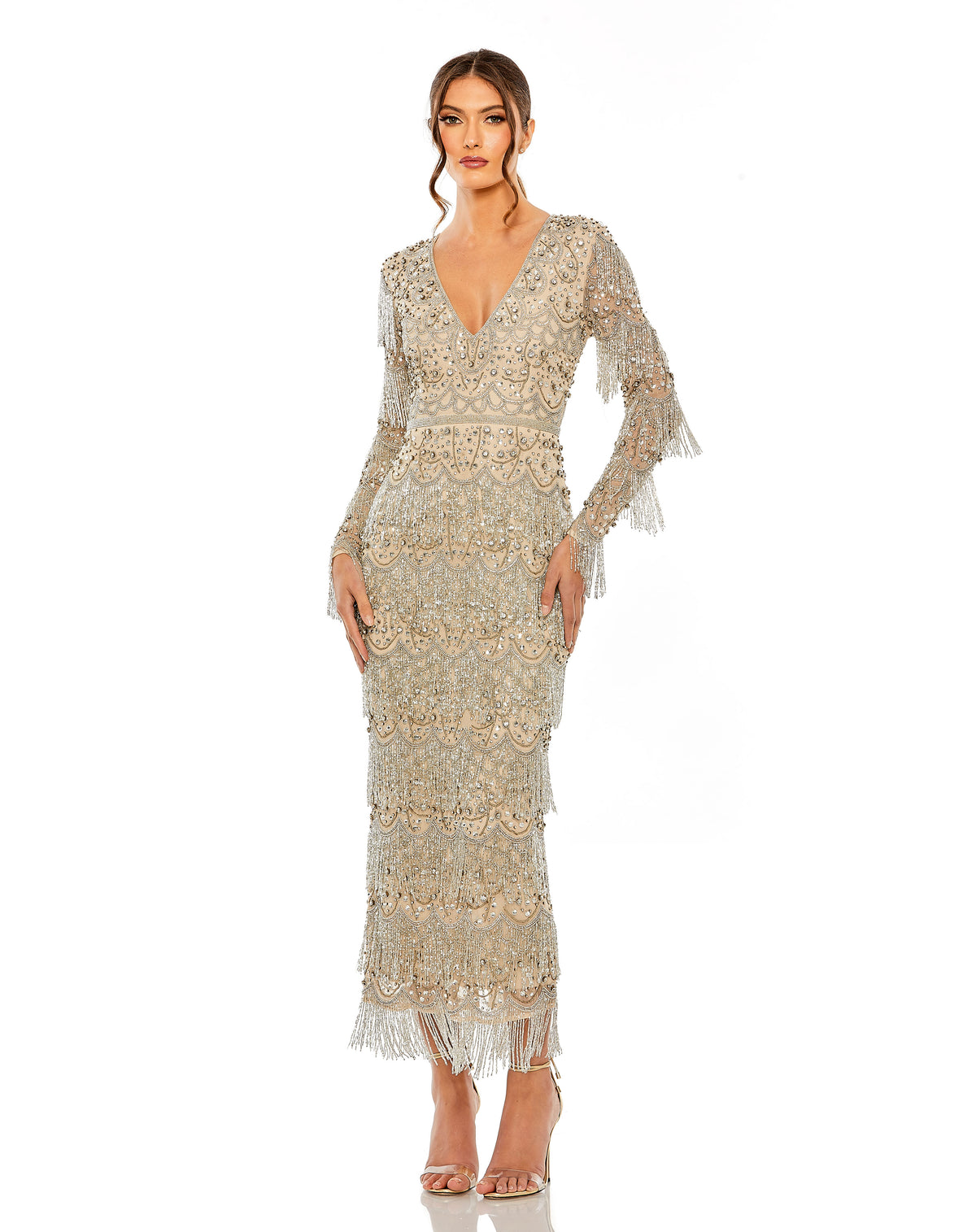 Mac Duggal 93861 Nude Silver
