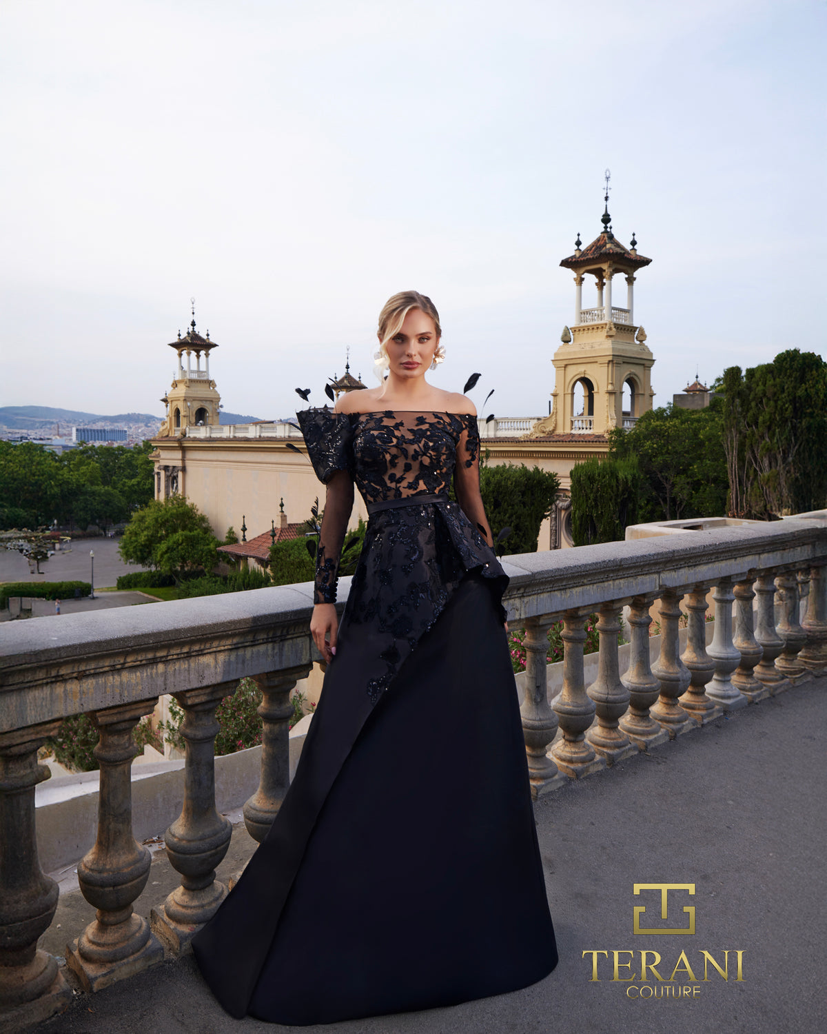 Terani Couture 261M6410 Black Nude